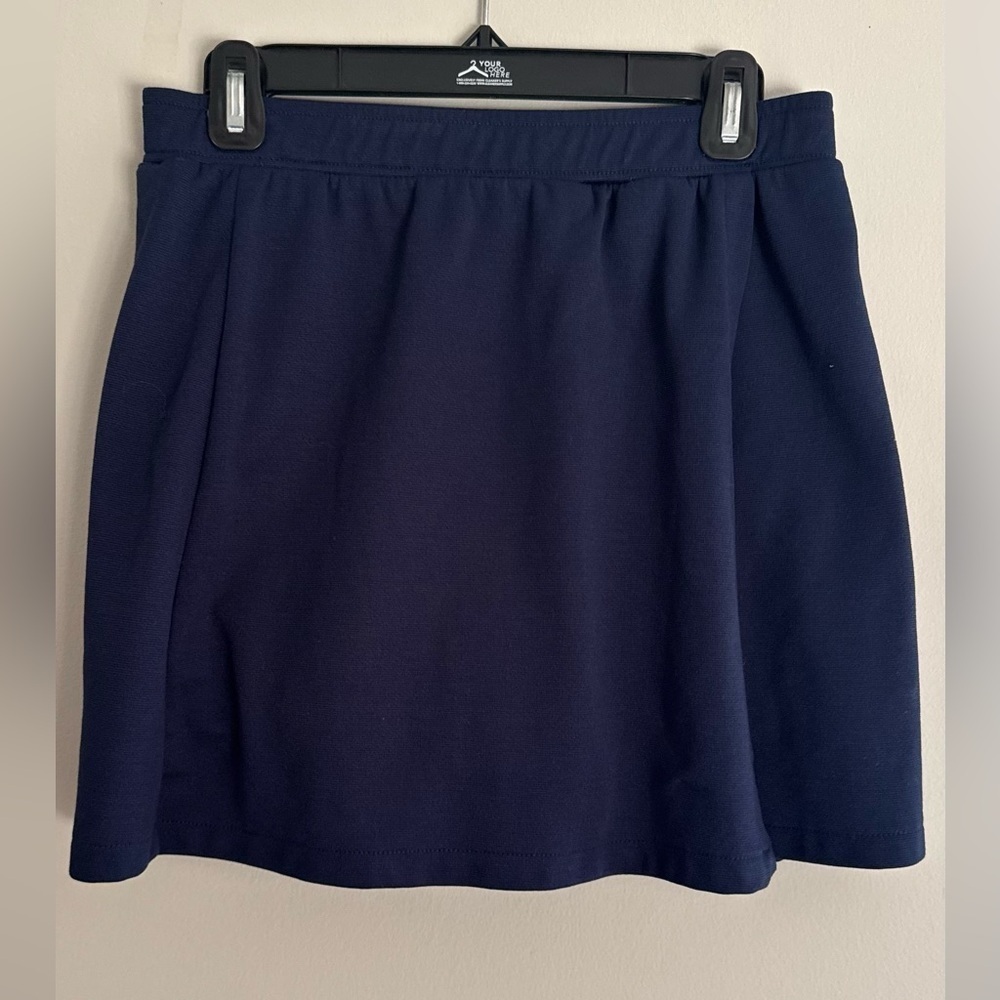 LL Bean Womens Stretch Jersey Mini Skirt Blue Classic Cotton Size S